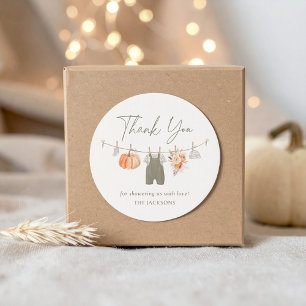 Fall Pumpkin Boy Baby Clothes Baby Shower Classic Round Sticker