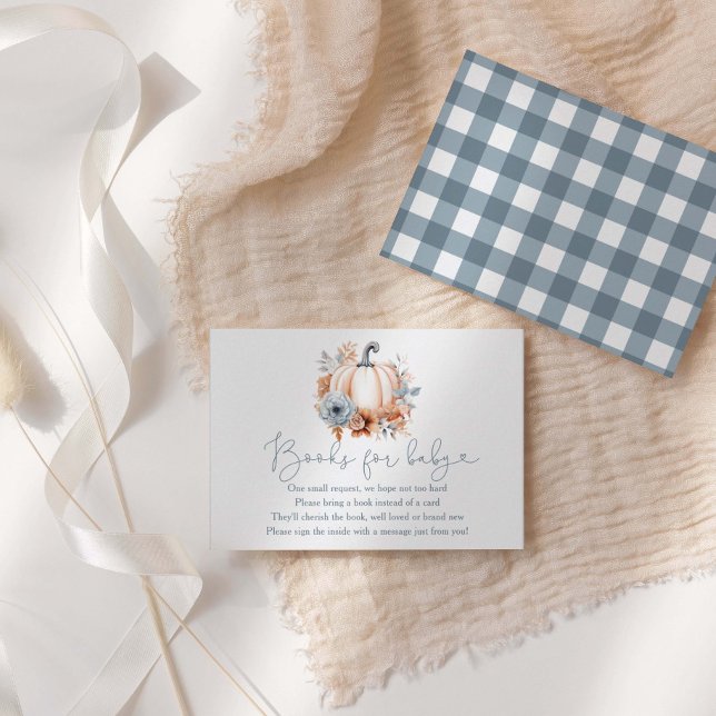 Fall Pumpkin Boy Baby Shower Books For Baby  Enclosure Card (Creator Uploaded)