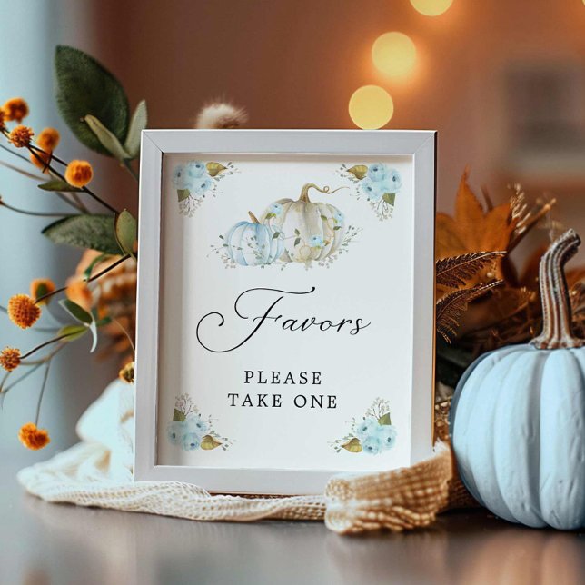 Fall Pumpkin Boy Baby Shower Favors Sign (Boy Fall Baby Shower Favors sign)