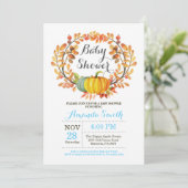 Fall Pumpkin Boy Baby Shower Invitation Card (Standing Front)