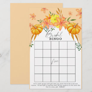 Fall pumpkin bridal shower bingo game