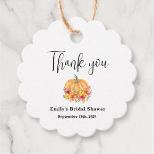 Fall Pumpkin Bridal Shower Favor Tags