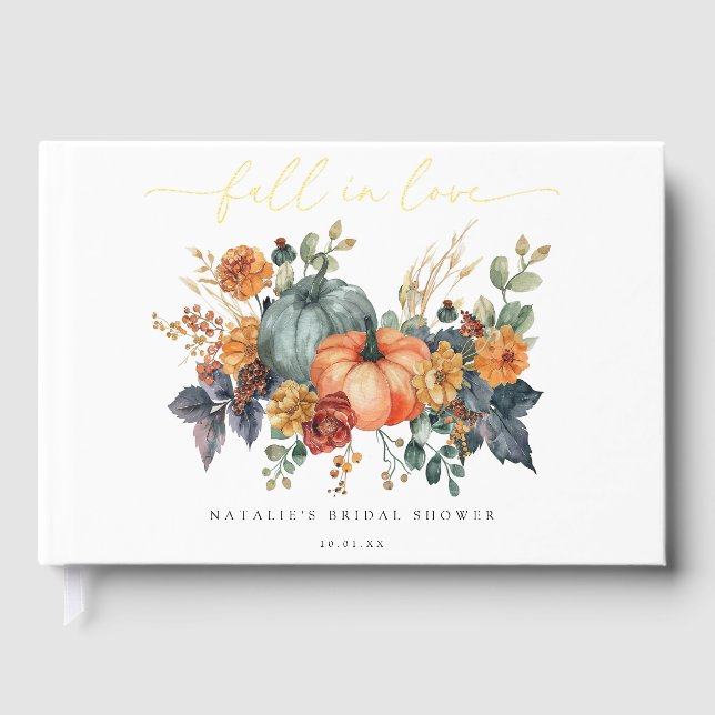 Fall Pumpkin Bridal Shower Foil Guest Book (Front)