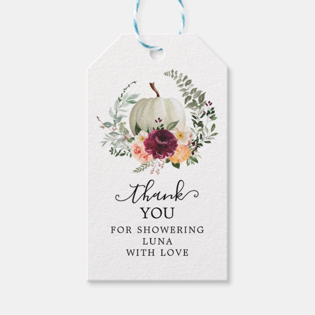 Fall Pumpkin Bridal Shower Gift Tag (Front)