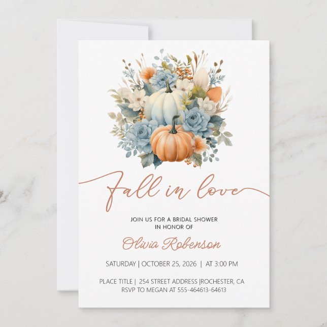 Fall Pumpkin Bridal Shower Invitation (Front)