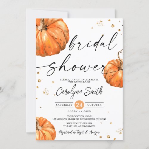 Fall Pumpkin Bridal Shower Invitation