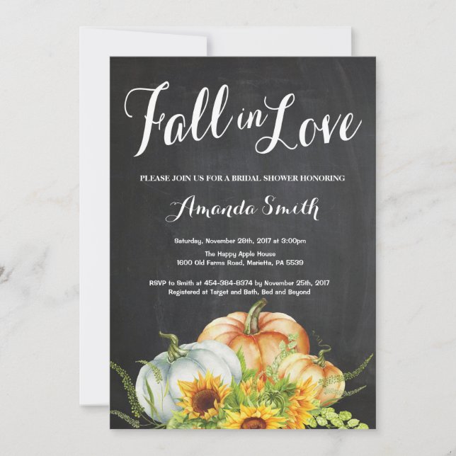 Fall Pumpkin Bridal Shower invitation (Front)