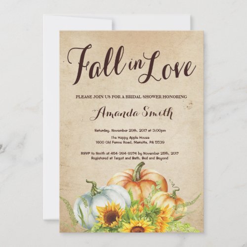 Fall Pumpkin Bridal Shower invitation