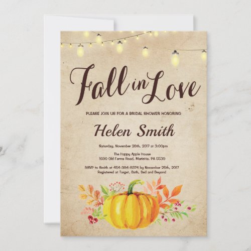 Fall Pumpkin Bridal Shower Invitation