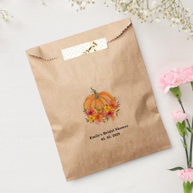Fall Pumpkin Bridal Shower Kraft Favor Bag (Sealed)