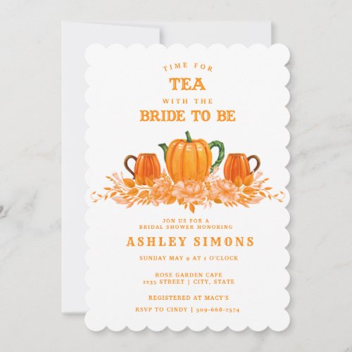 Fall Pumpkin Bridal Shower  Tea Party Invitation