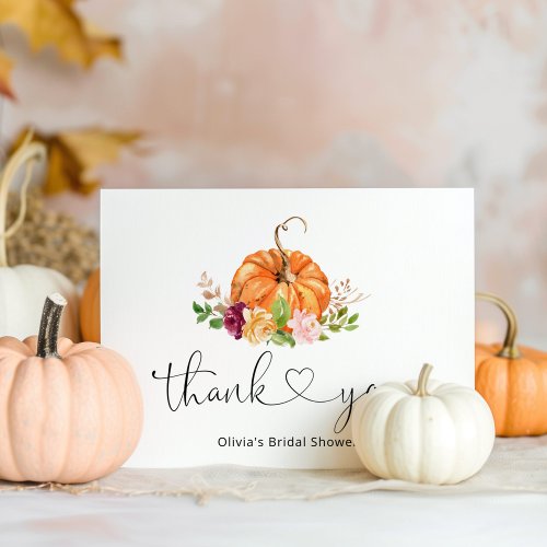 Fall pumpkin bridal shower thank you card