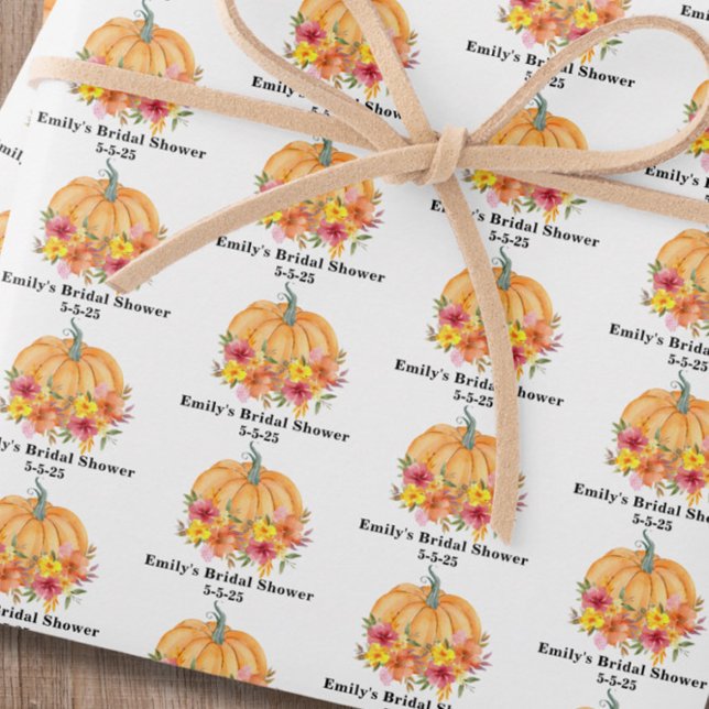 Fall Pumpkin Bridal Shower  Wrapping Paper Sheets (Creator Uploaded)