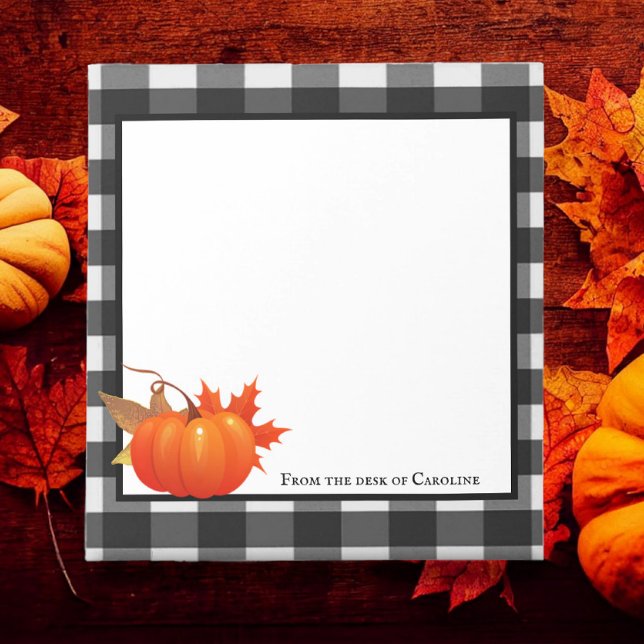Fall Pumpkin Buffalo Plaid Personalized Notepad (Fall Pumpkin Buffalo Plaid Personalized Notepad)