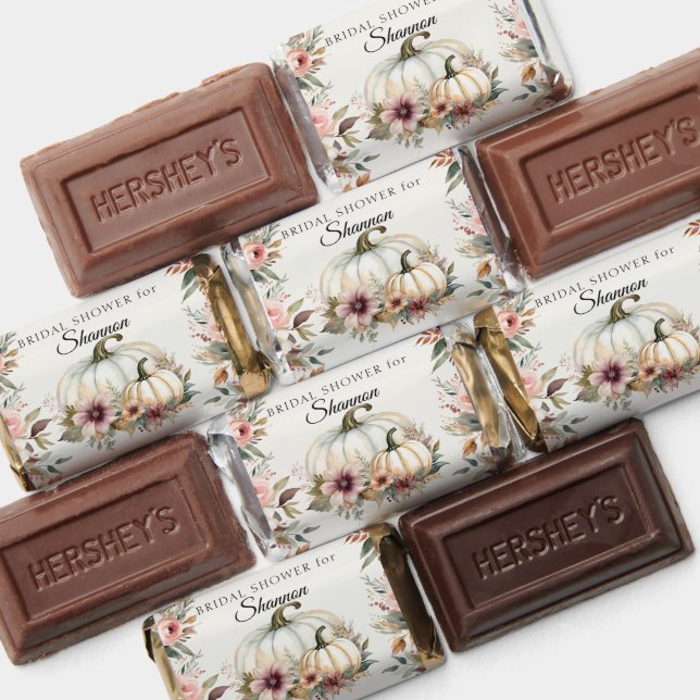 Fall Pumpkin Burgundy Pink Floral Bridal Shower Hershey's Miniatures (Assorted)