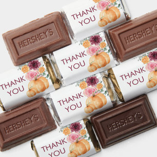 Fall Pumpkin Burgundy Pink Floral Candy Wrapper Hershey's Miniatures