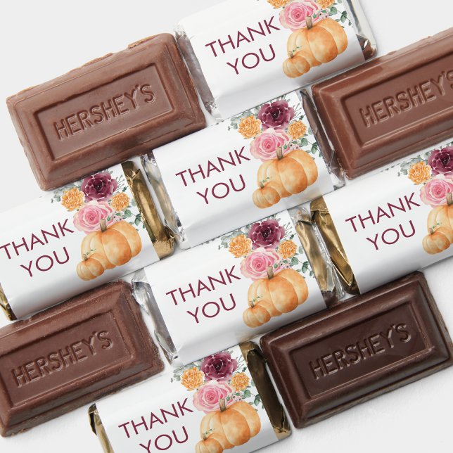 Fall Pumpkin Burgundy Pink Floral Candy Wrapper Hershey's Miniatures (Creator Uploaded)