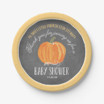 Fall Pumpkin Chalkboard | Baby Shower Paper Plate