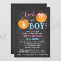 Fall Pumpkin Chalkboard Gender Reveal Party Invitation