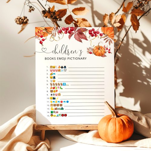Fall pumpkin childrens books emoji pictionary game