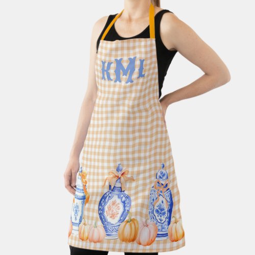 Fall Pumpkin Chinoiserie Ginger Jar Apron