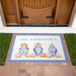 Fall Pumpkin Chinoiserie Ginger Jar Doormat