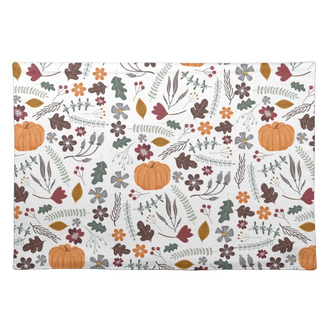 Fall pumpkin contemporary graphic pattern cloth placemat (Front)
