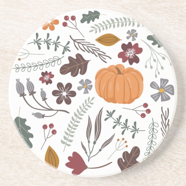 Fall pumpkin contemporary graphic pattern coaster (Front)