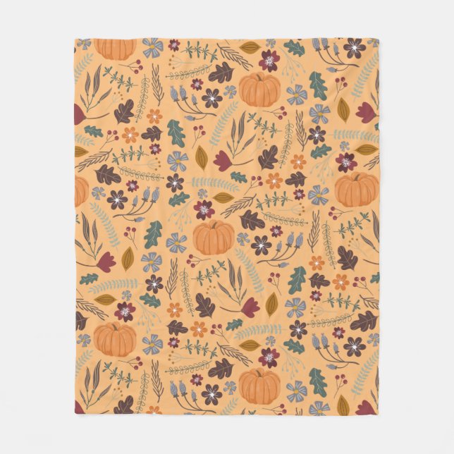 Fall pumpkin contemporary graphic pattern fleece b blanket (Front)