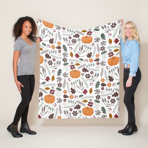 Fall pumpkin contemporary graphic pattern fleece blanket