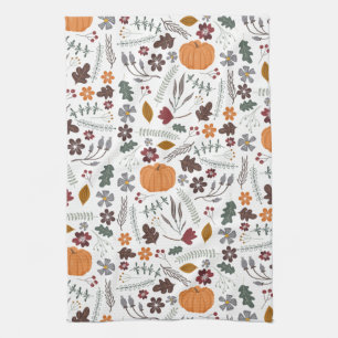 Fall pumpkin contemporary graphic pattern kitchen towel