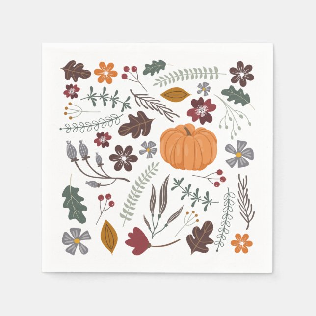 Fall pumpkin contemporary graphic pattern napkins (Front)