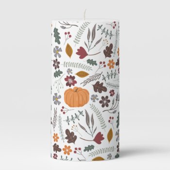Fall Pumpkin Contemporary Graphic Pattern Pillar Candle by GIFTSBYHEATHERMYERS at Zazzle