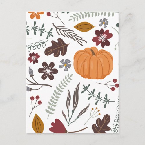 Fall pumpkin contemporary graphic pattern postcard