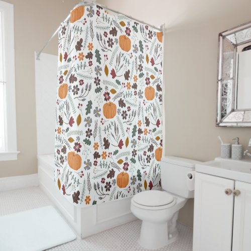 Fall pumpkin contemporary graphic pattern shower curtain