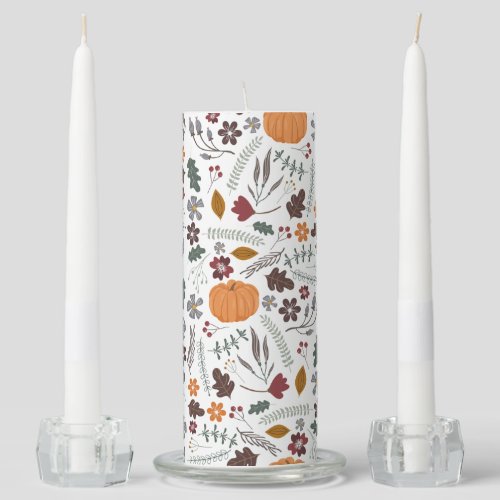 Fall pumpkin contemporary graphic pattern unity candle set