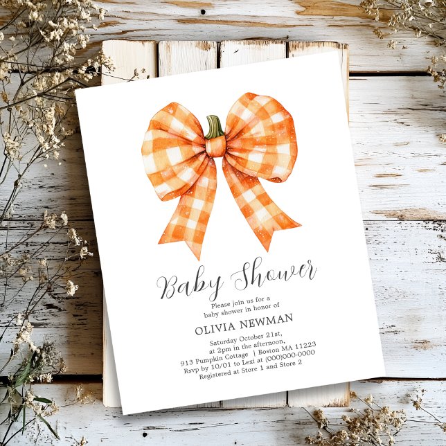 Fall Pumpkin Coquette Bow Baby Shower Invitation (Creator Uploaded)