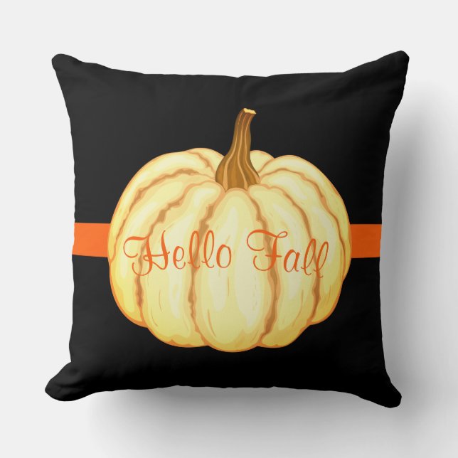 Fall Pumpkin Cotton Throw Pillow (Front)