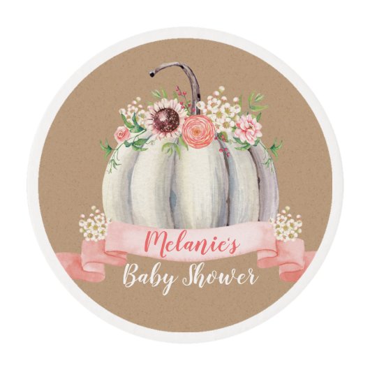 Fall Pumpkin Cupcake Edible Frosting Topper Edible Frosting Rounds (Front)