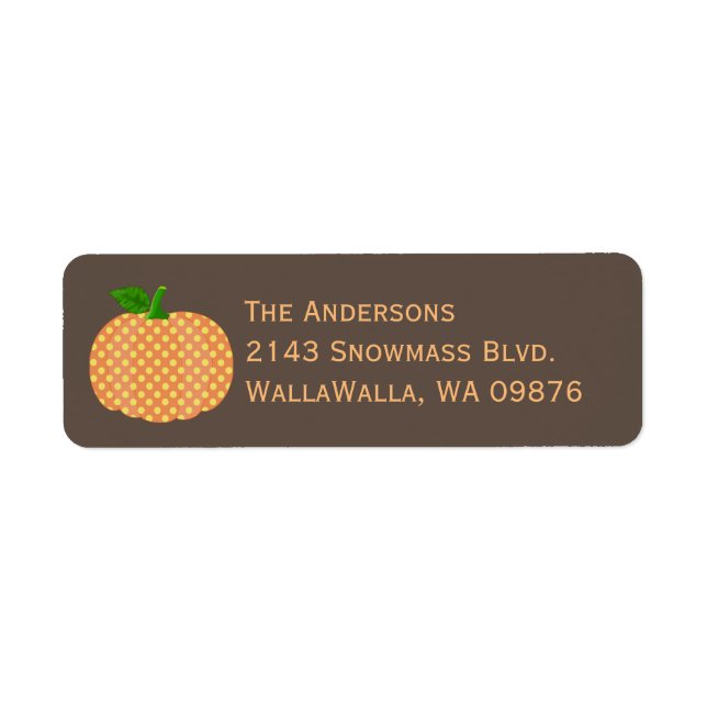 Fall Pumpkin Custom Return Address Labels (Front)