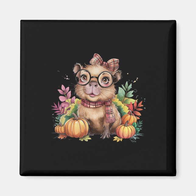 Fall Pumpkin Cute Capybyra Fall Autumn Thanksgivin Magnet (Front)