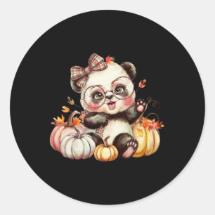 Fall Pumpkin Cute Panda Bear Fall Autumn Thanksgiv Classic Round Sticker