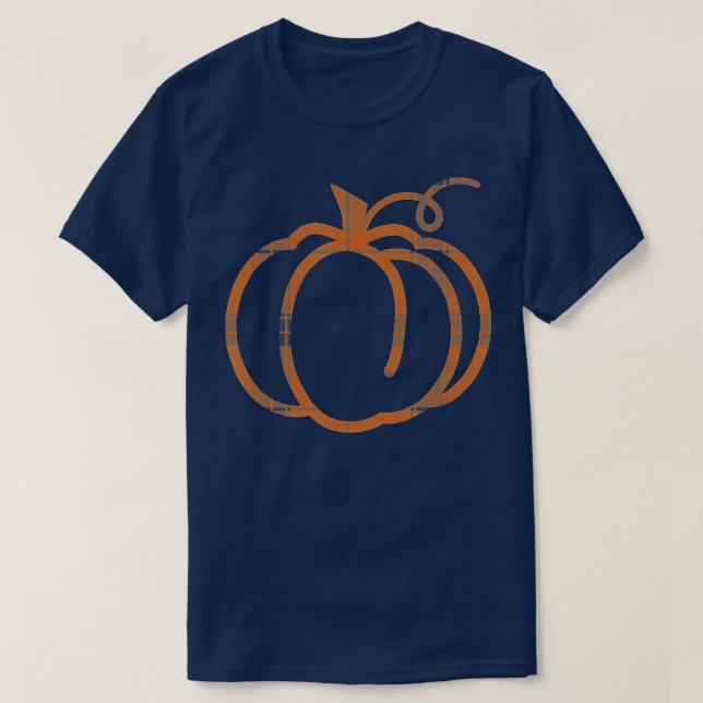 Fall Pumpkin Cute Thanksgiving Autumn Buffalo Plai T-Shirt (Design Front)