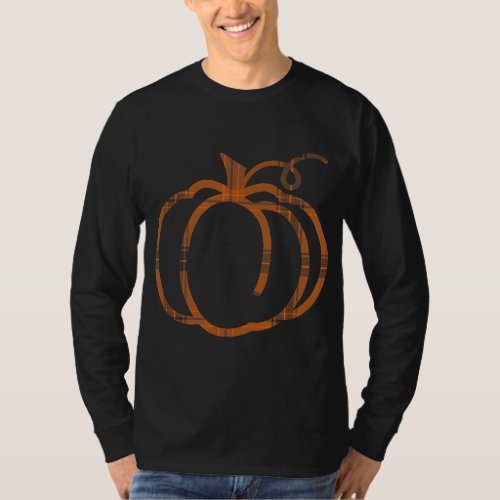 Fall Pumpkin Cute Thanksgiving Autumn Buffalo Plai T_Shirt