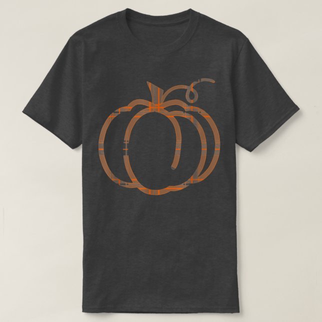 Fall Pumpkin Cute Thanksgiving Autumn Buffalo Plai T-Shirt (Design Front)
