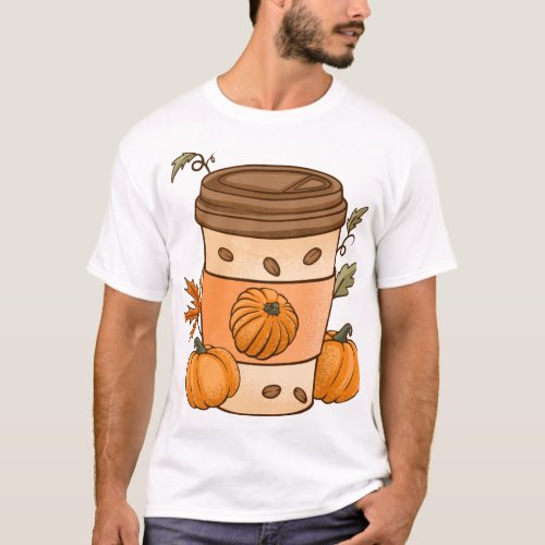 Fall Pumpkin Cute Thanksgiving Autumn Coffee T_Shirt