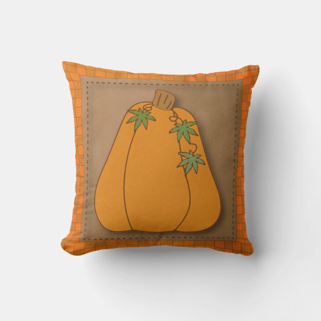 Fall Pumpkin Design Throw Pillow (Front)