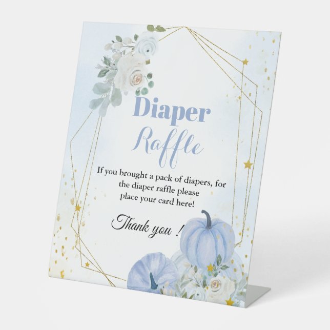 Fall Pumpkin Diaper raffle Boy baby shower sign (Front)