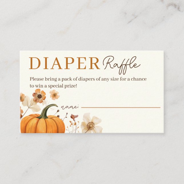 Fall Pumpkin Diaper Raffle Enclosure Card
