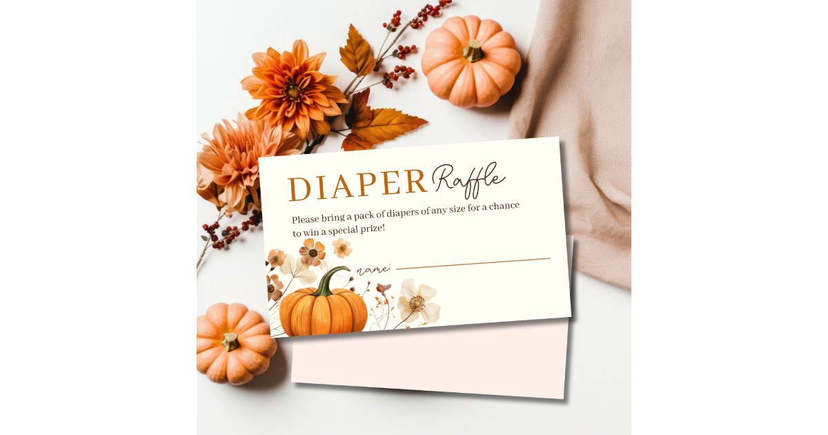 Fall Pumpkin Diaper Raffle Enclosure Card